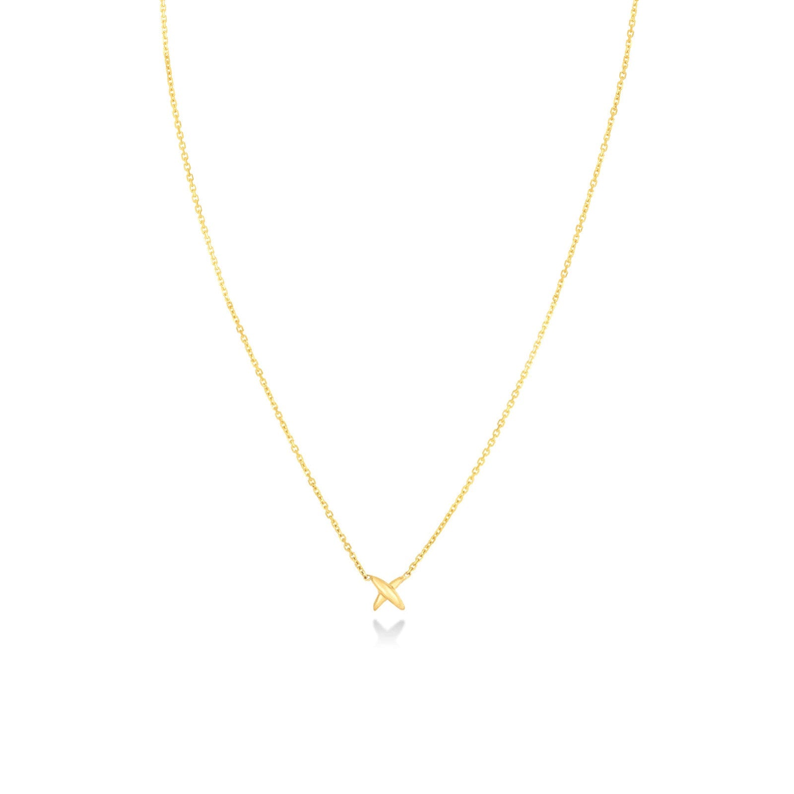 14K Recycled Gold Stitch chain necklace on a white background