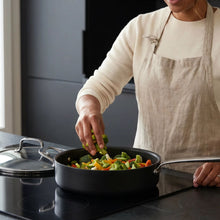 Saute Pan with Lid, 4-Qt | Black/Silver