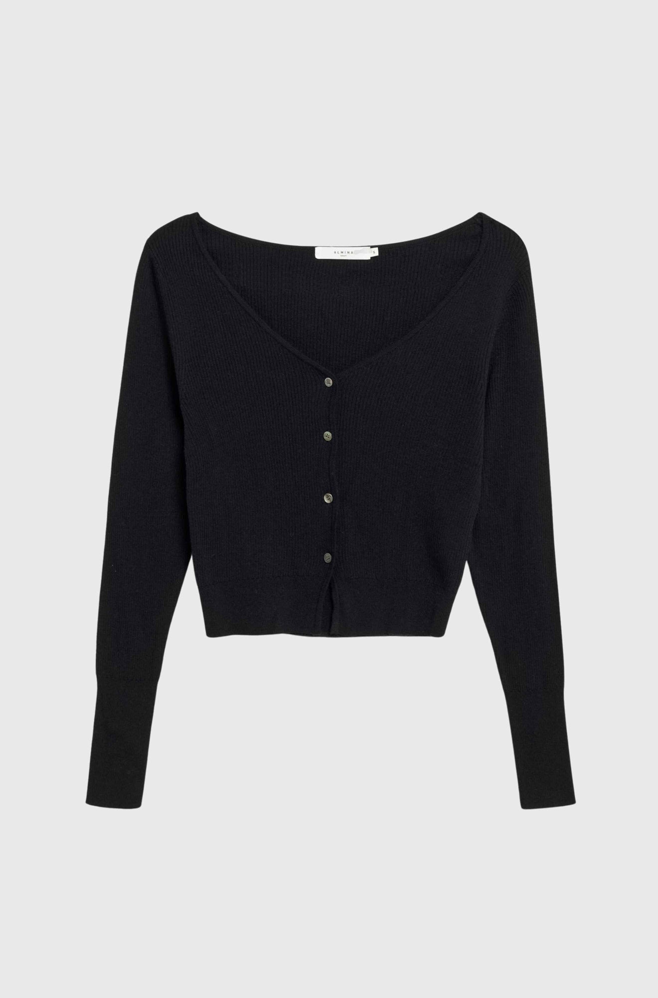 Black cardigan on a white background