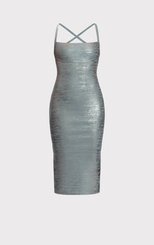 Vinyl Foil Strappy Midi Dress | Smoke Foil