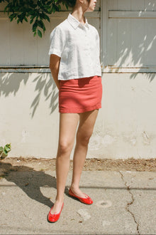 Ines Linen Mini Skirt | Apple-Red