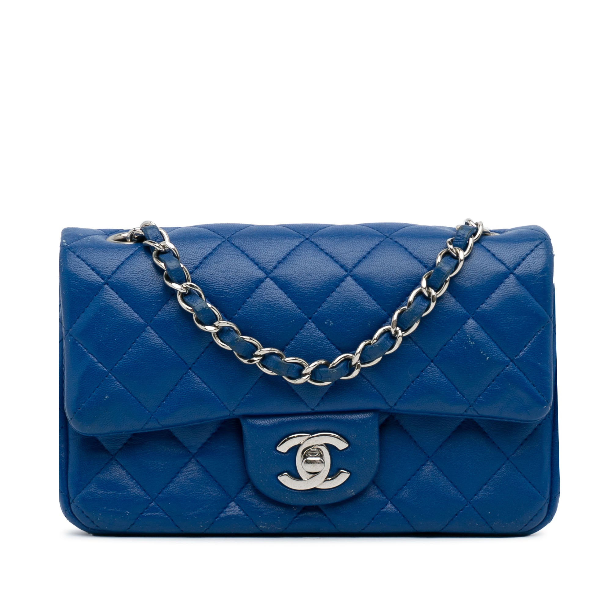 Chanel Pre-Owned Mini Rectangular Classic Lambskin Single Flap | Women | Blue