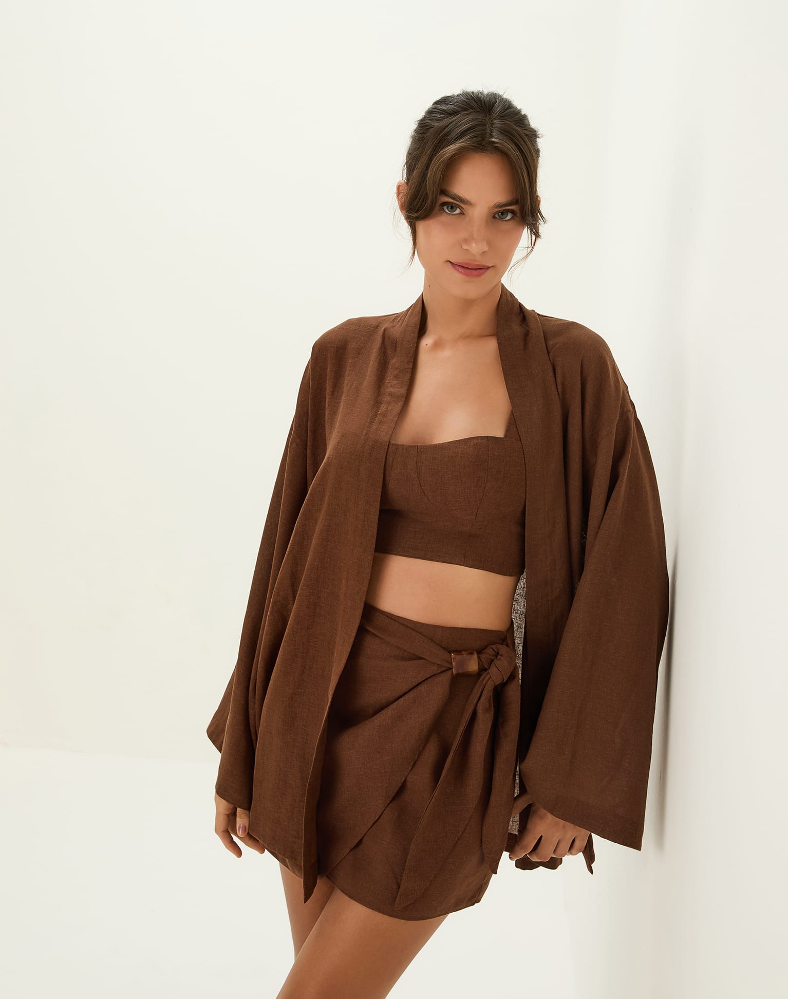 Luna Short Kimono - Brown XS