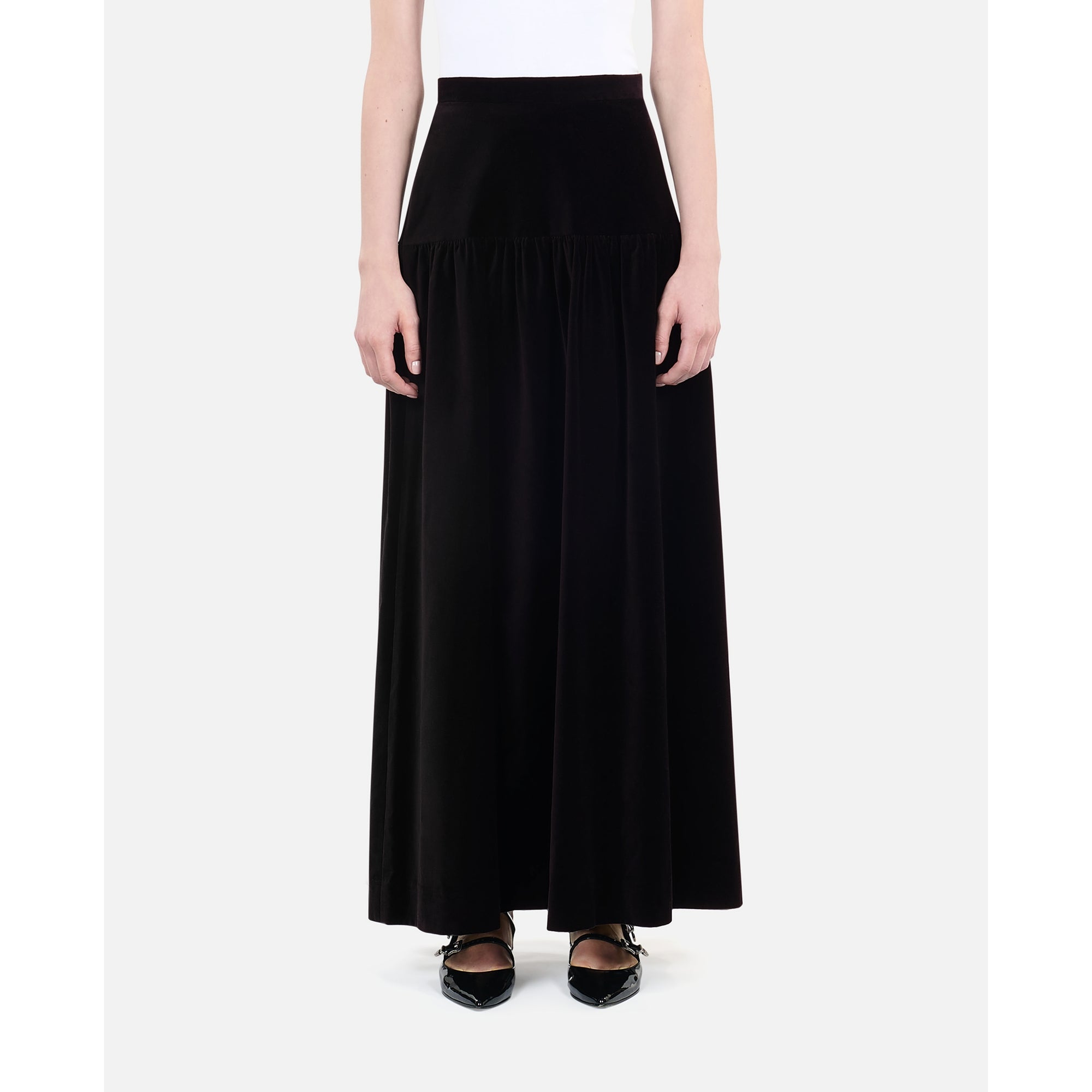 Velvet Long Skirt | Women | Black