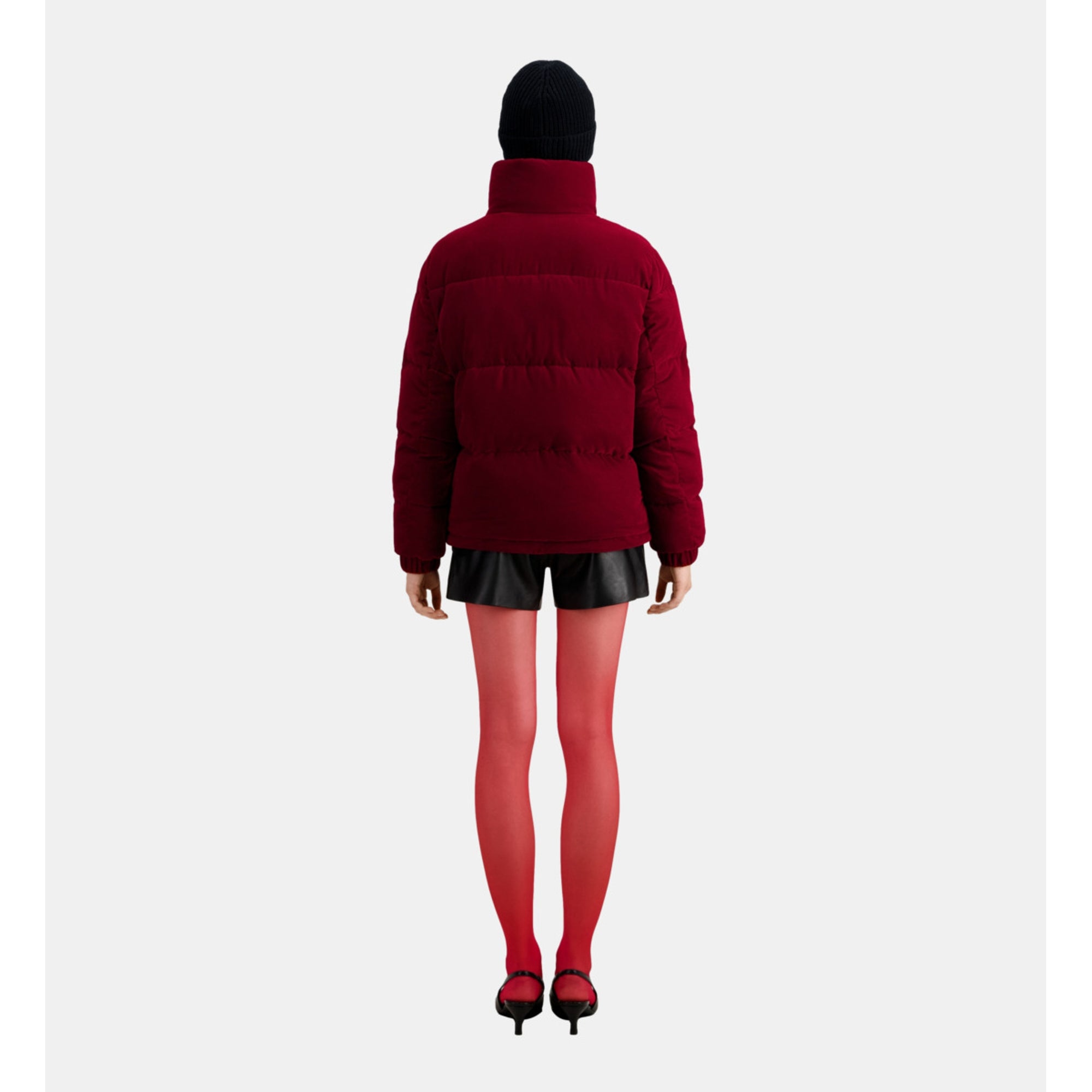 Velvet Puffer Jacket | Women | Dark Burgundy