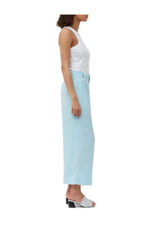 Viscose Jacquard Cropped Trousers | Corydalis Blue
