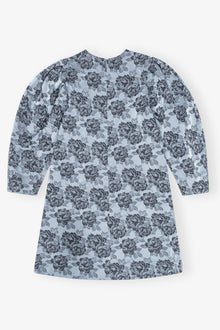 Botanical Jacquard A-shaped Mini Dress | Illusion Blue