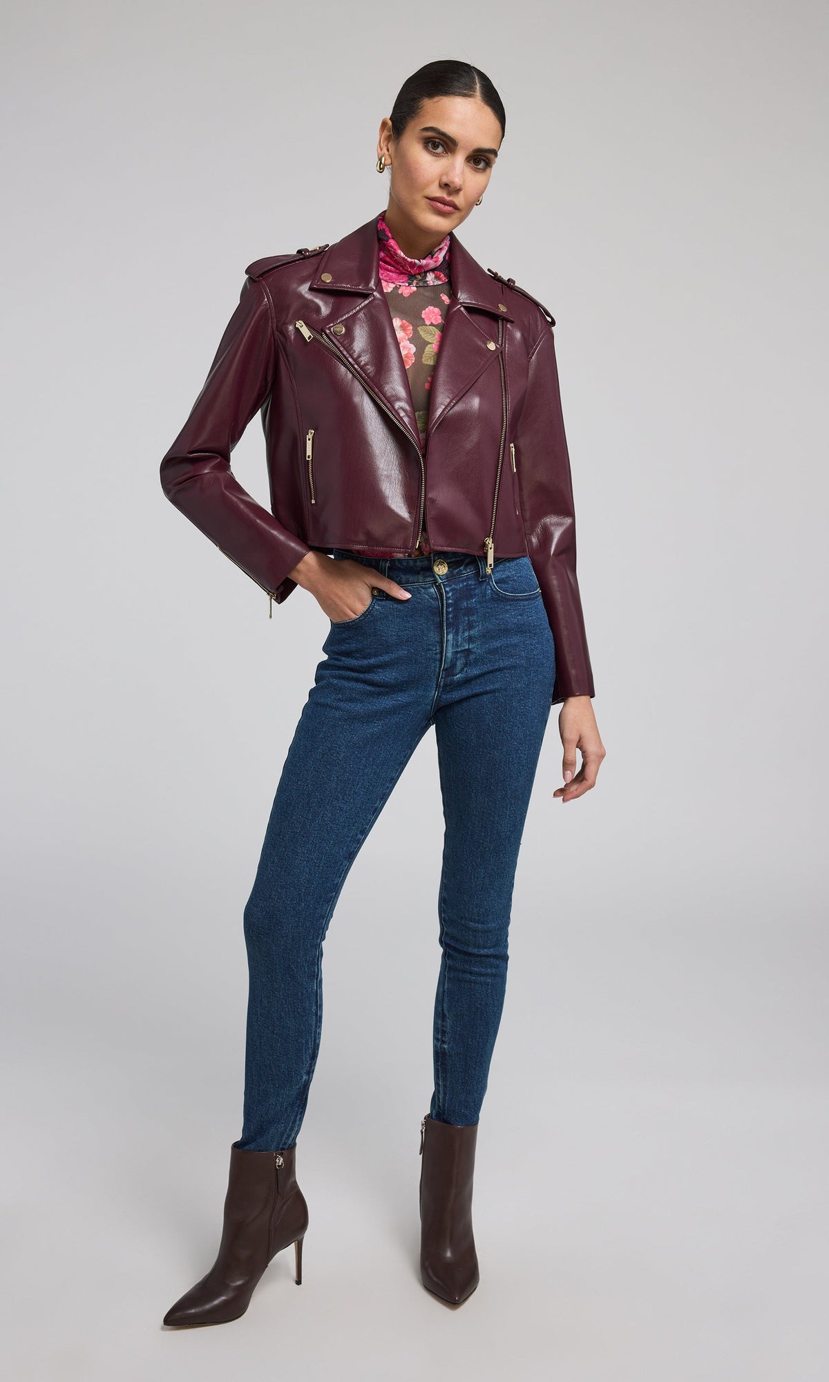 Cosita Vegan Leather Moto Jacket | Malbec