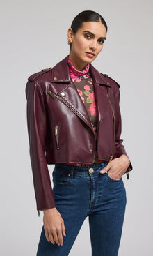 Cosita Vegan Leather Moto Jacket | Malbec