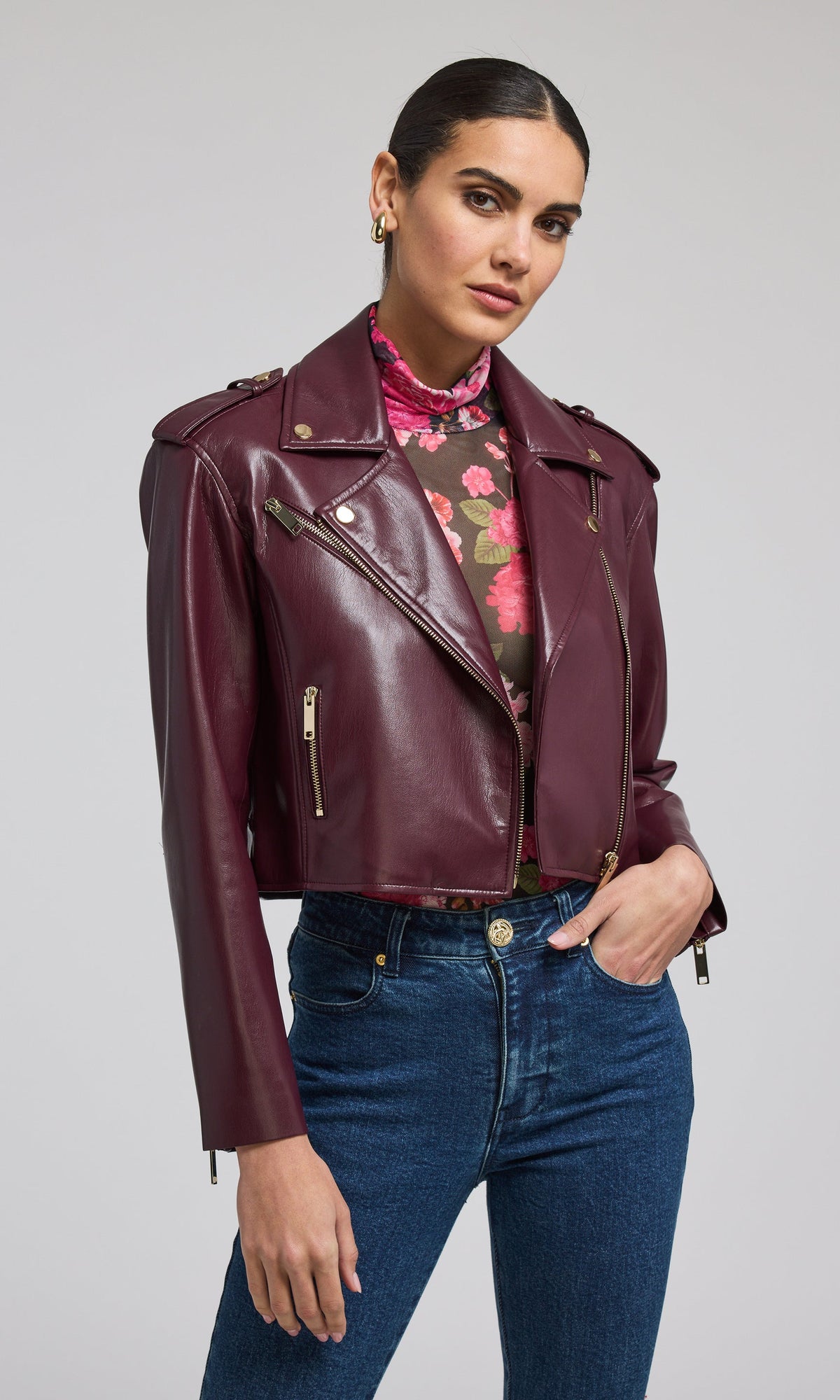 Cosita Vegan Leather Moto Jacket | Malbec