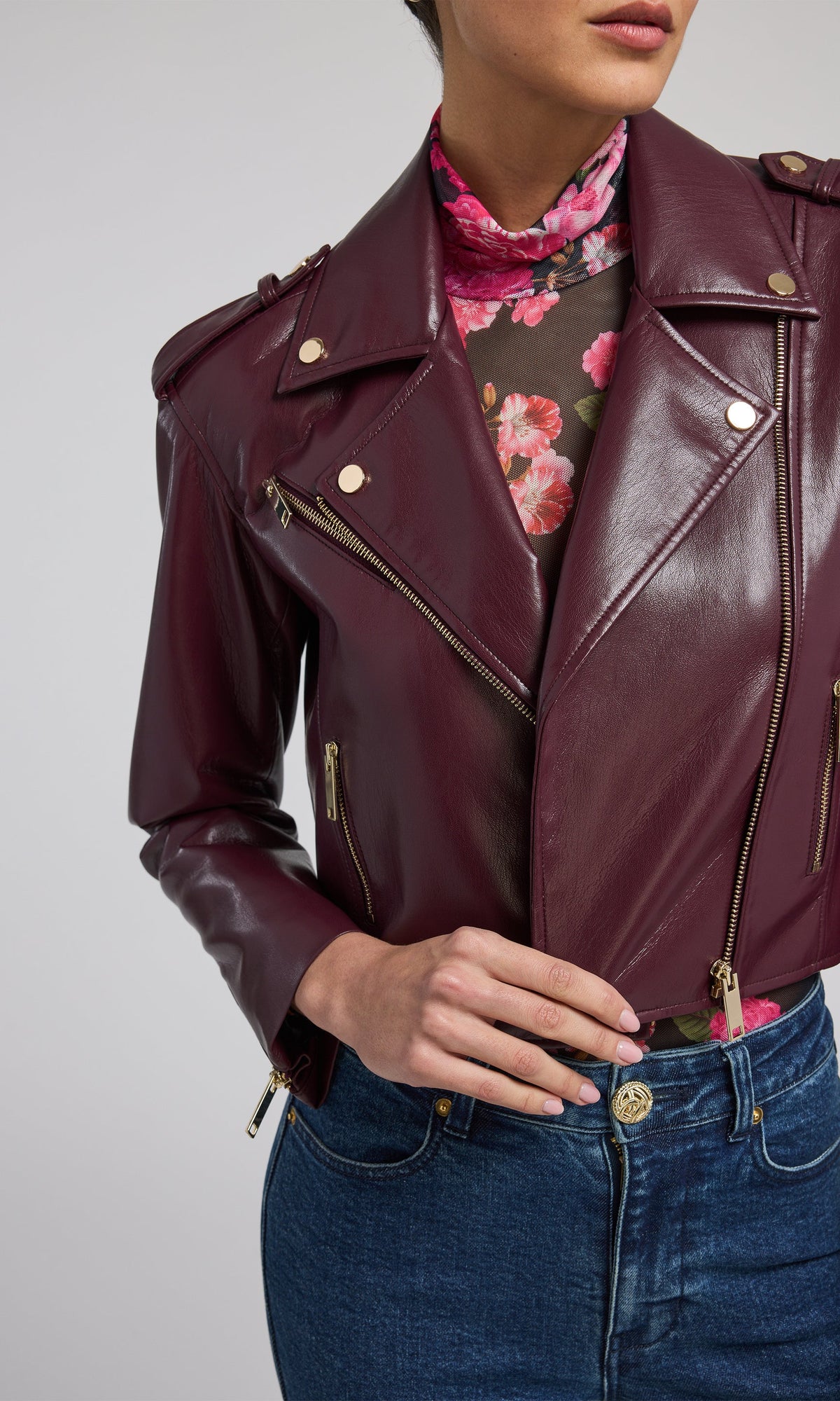 Cosita Vegan Leather Moto Jacket | Malbec