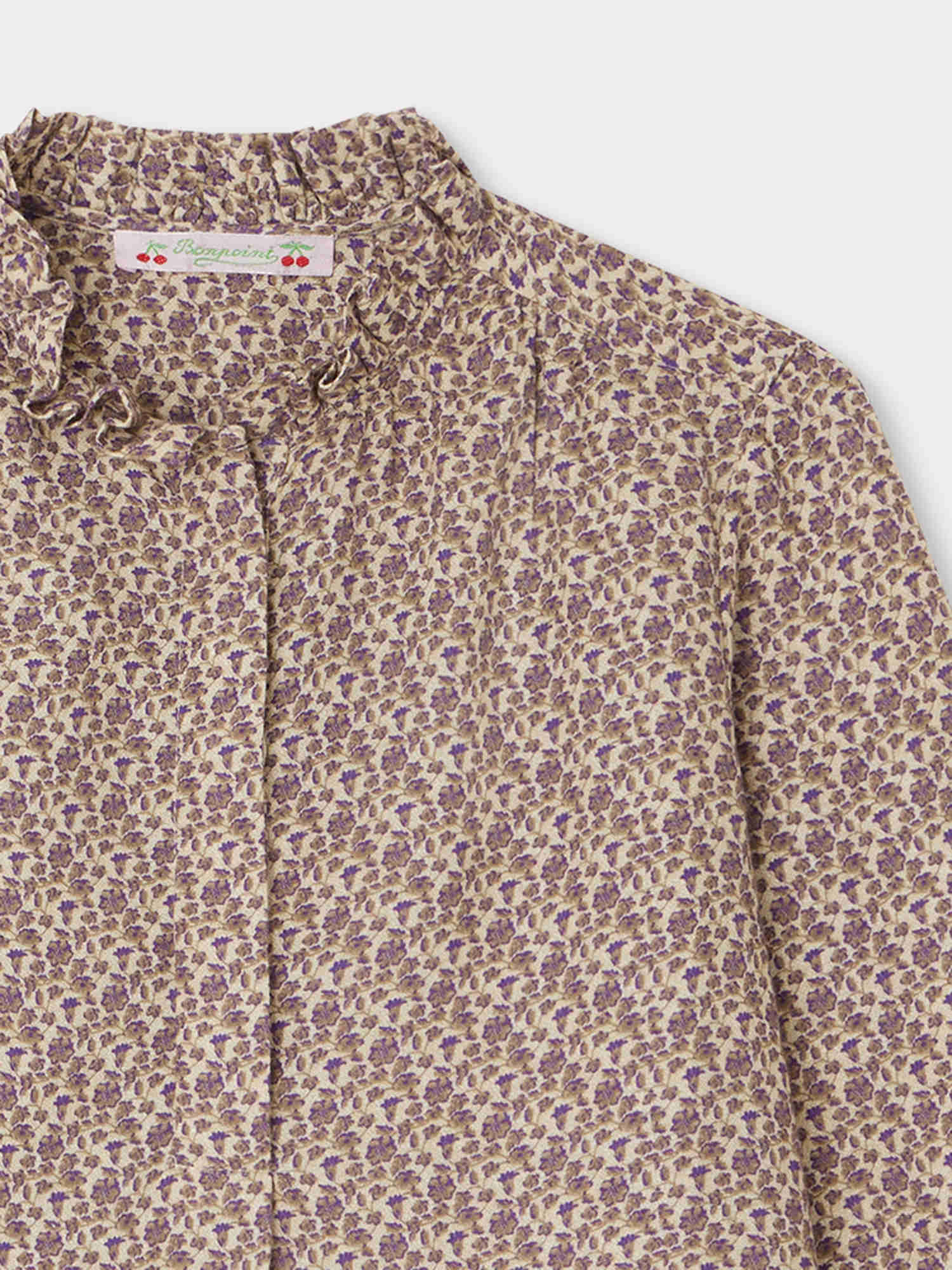 Girl | Burgundy Blouse | Taupe Flowers