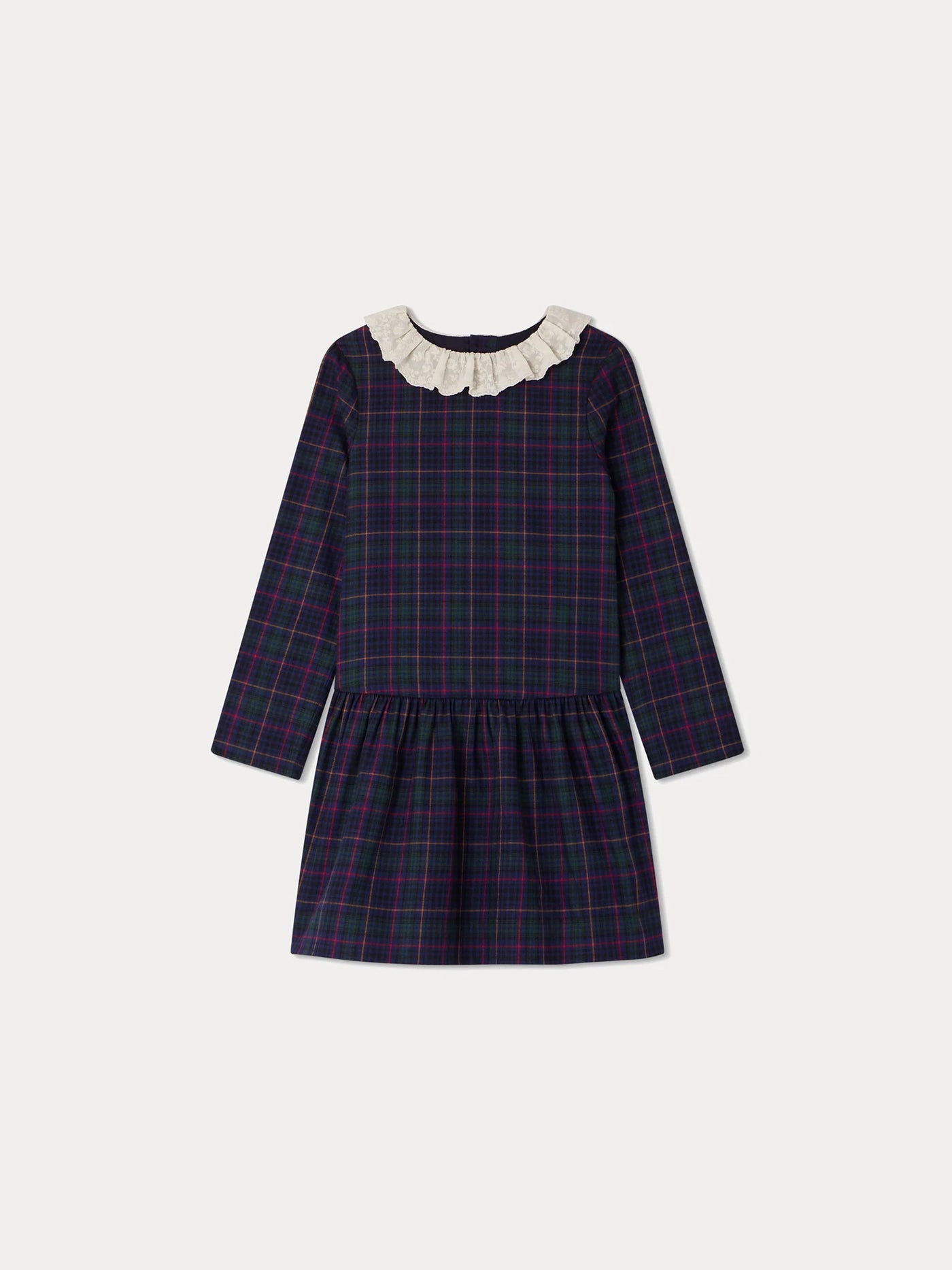 Girl | Mariela Embroidered Tulle Collar Dress | Indigo