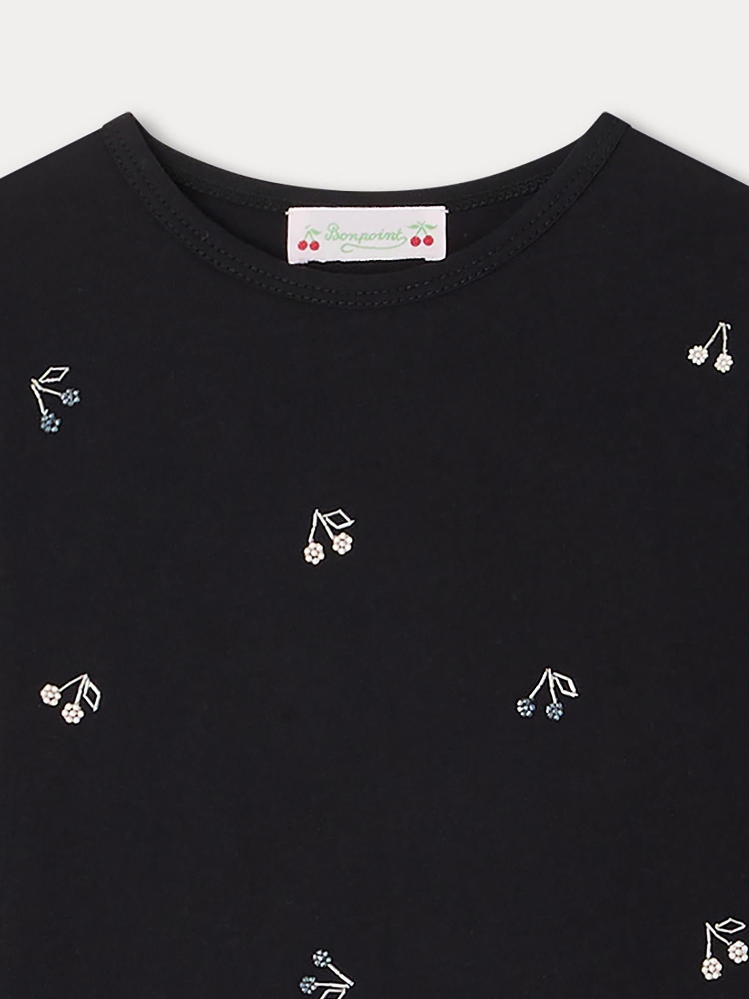 Girl | Tidjiane T Shirt With Embroidered Beads | Black