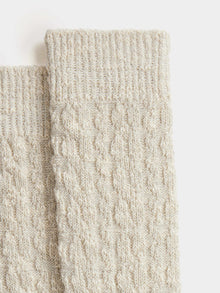 Girl | Gratiane Knee High Cable Knit Socks | Mottled Putty