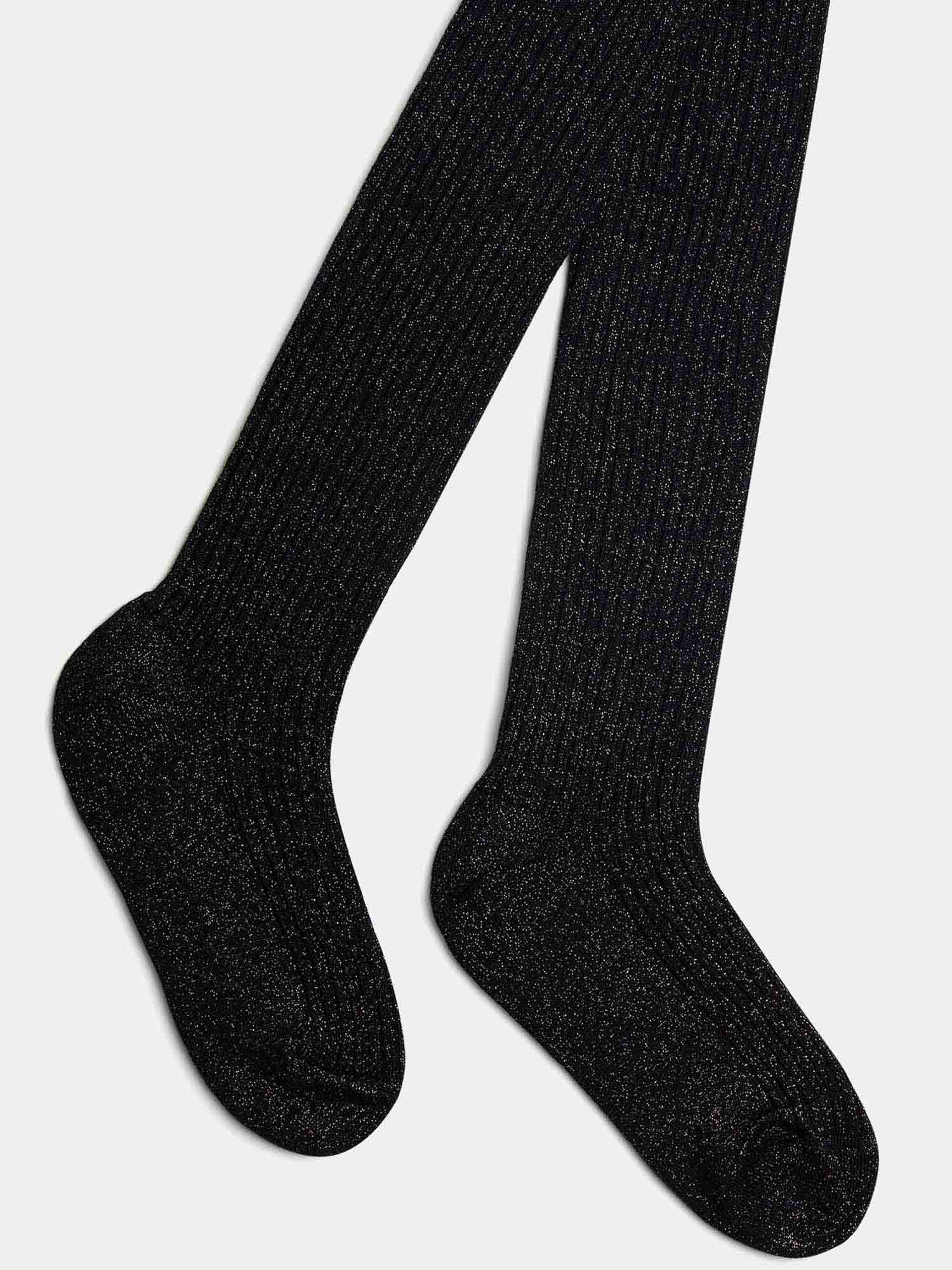 Girl | Thomini Tights In Black Metallic Thread And Cotton | False Black