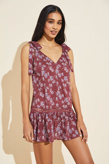 Kayla Organic Cotton Voile Cover-Up | Brick/Delphinium