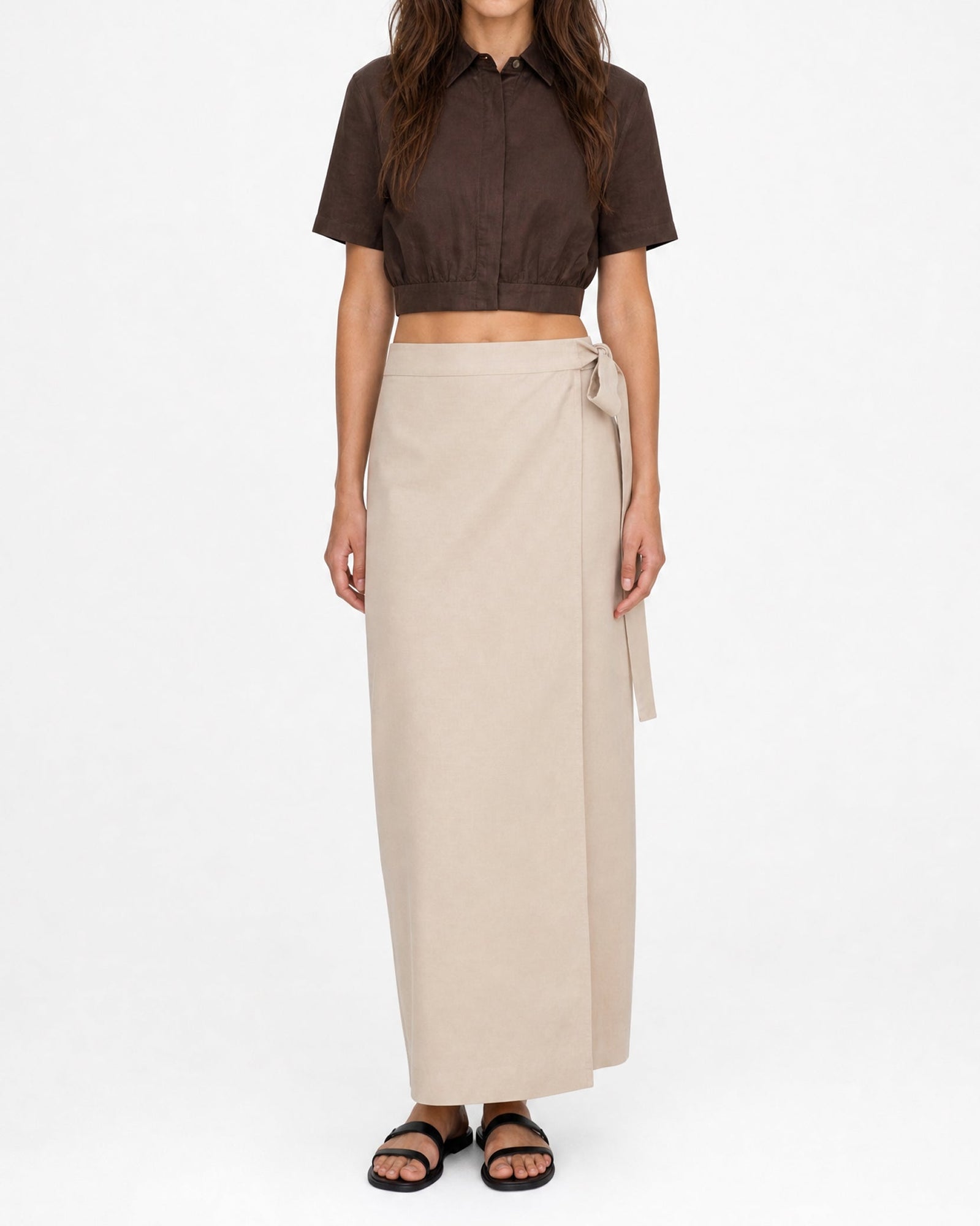 Womens | Cropped Button Down Shirt | Dark Chocolate