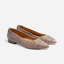 Womens | Fina Pointed Toe Flat | Greige Snake