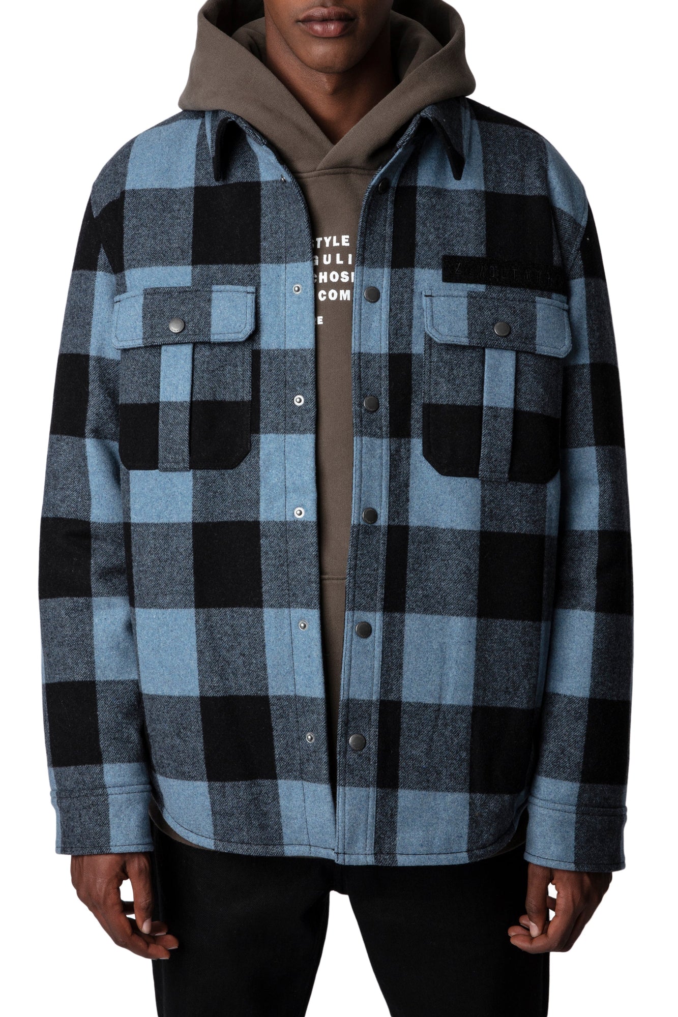 Bali Wool Felt Check  | Blue Denim