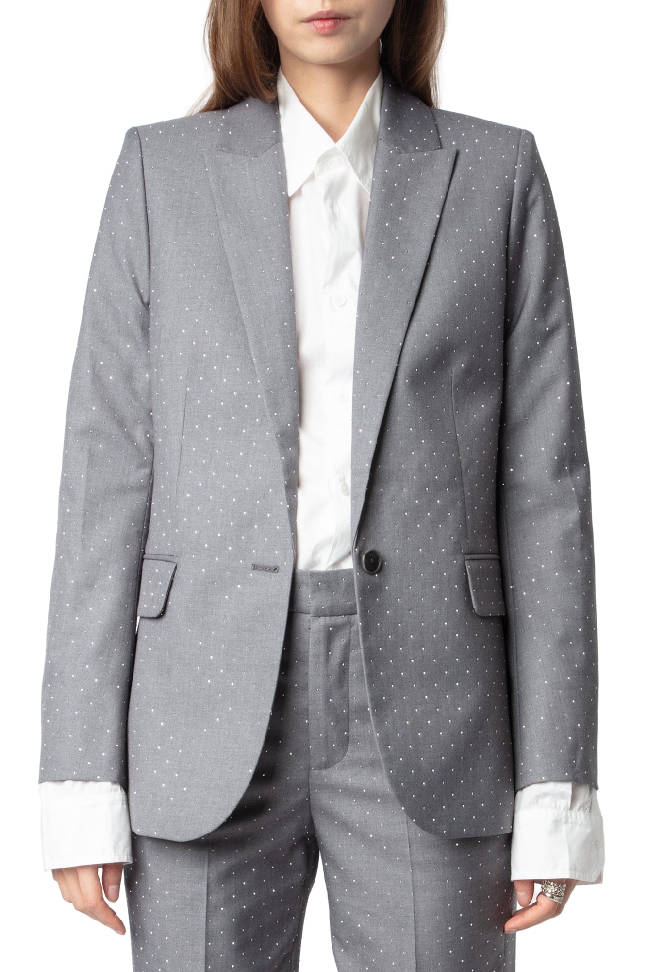 Vavy Tailleur Strass Show Blazer | Heather Grey