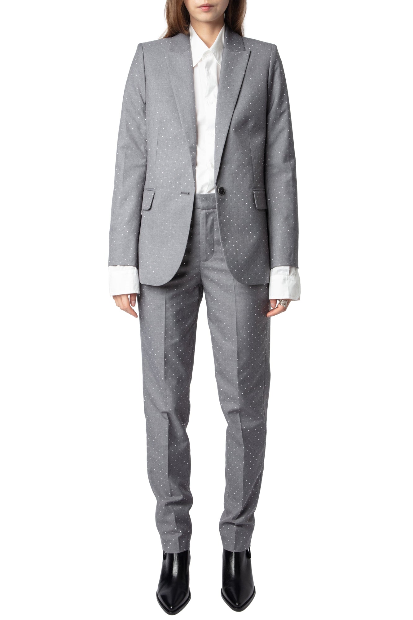 Vavy Tailleur Strass Show Blazer | Heather Grey