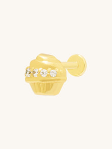 Cupcake Flat Back Earring | 5A Grade Cubic Zirconia | 14K Gold Plated Brass
