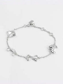 Food Party Charm Bracelet | 5A Grade Cubic Zirconia | Silver Rhodium Plated Brass
