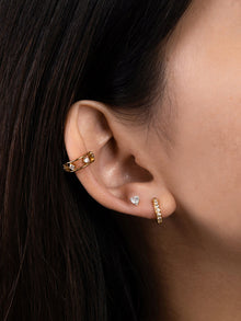 Heart 3mm Flat Back Earring | 5A Grade Cubic Zirconia | Silver Rhodium Plated Brass
