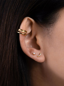 Pave Curve Flat Back Earring | 5A Grade Cubic Zirconia | 14K Gold Plated Brass
