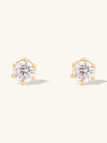 Brilliant 5mm Stud Earrings | 5A Grade Cubic Zirconia | 14K Gold Plated Brass