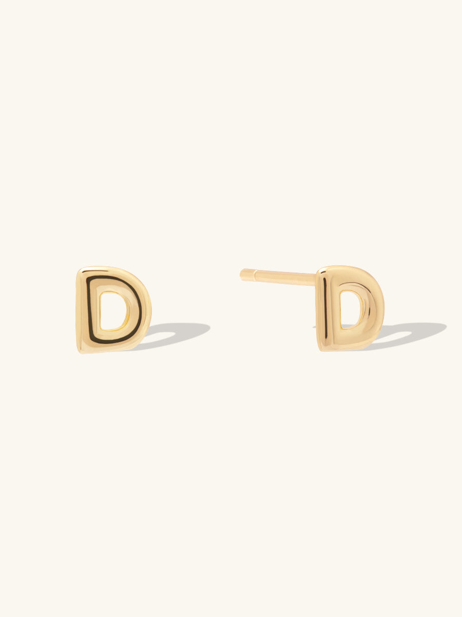 Alphabet Bubble Stud Earrings | 14K Gold Plated Brass