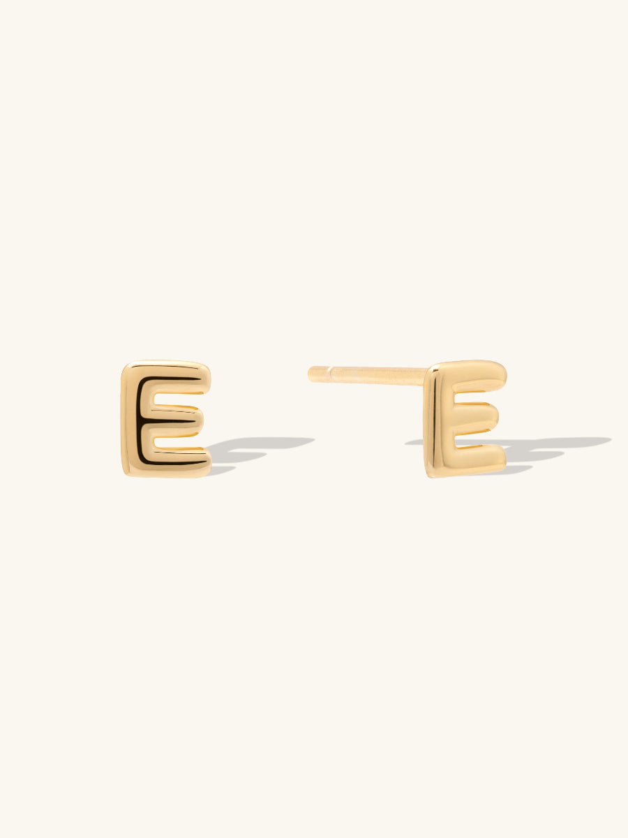 Alphabet Bubble Stud Earrings | 14K Gold Plated Brass