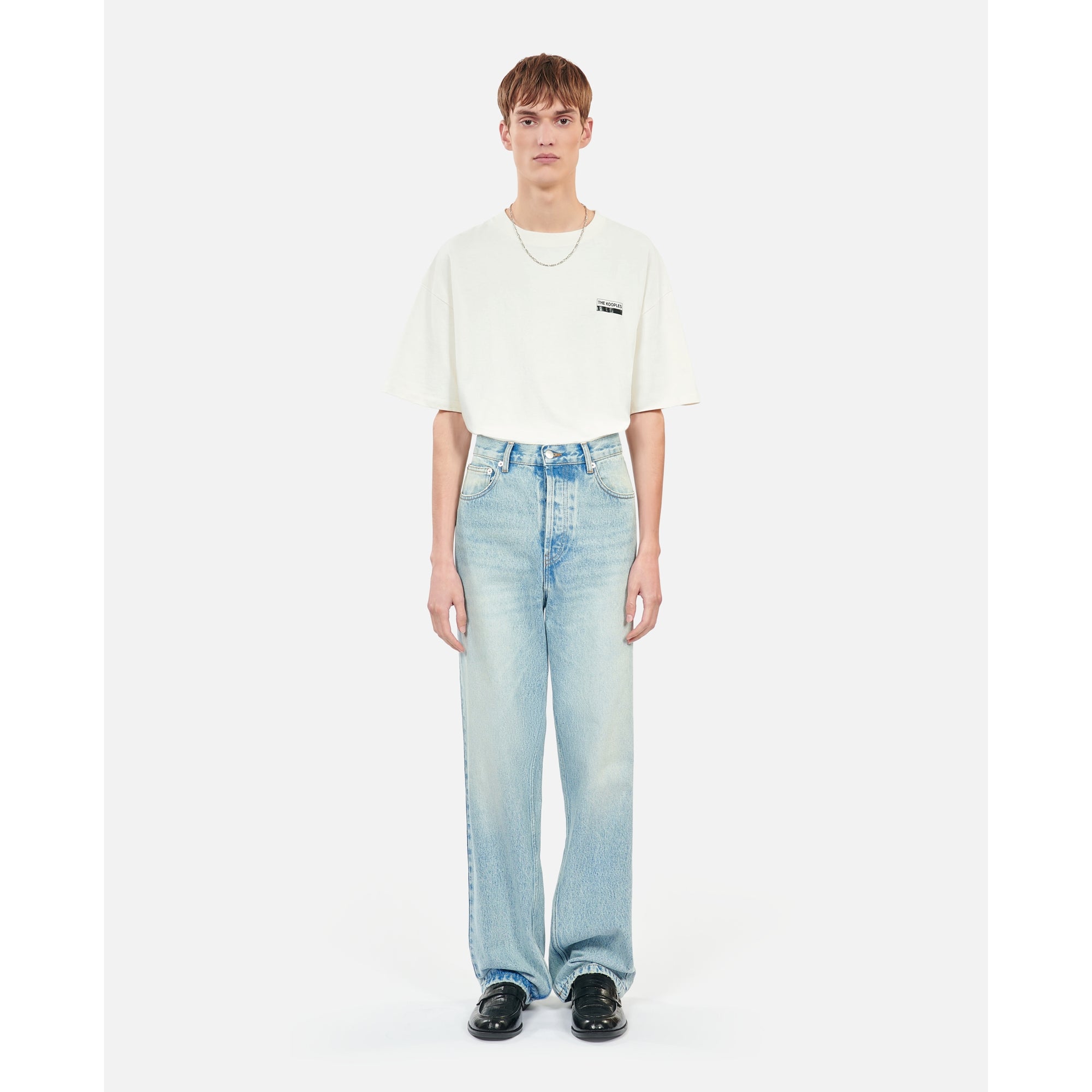 Washed Wide-Leg Jeans | Men | Blue Bleached x Navy