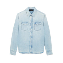 Western-Style Denim Shirt | Men | Blue Washed