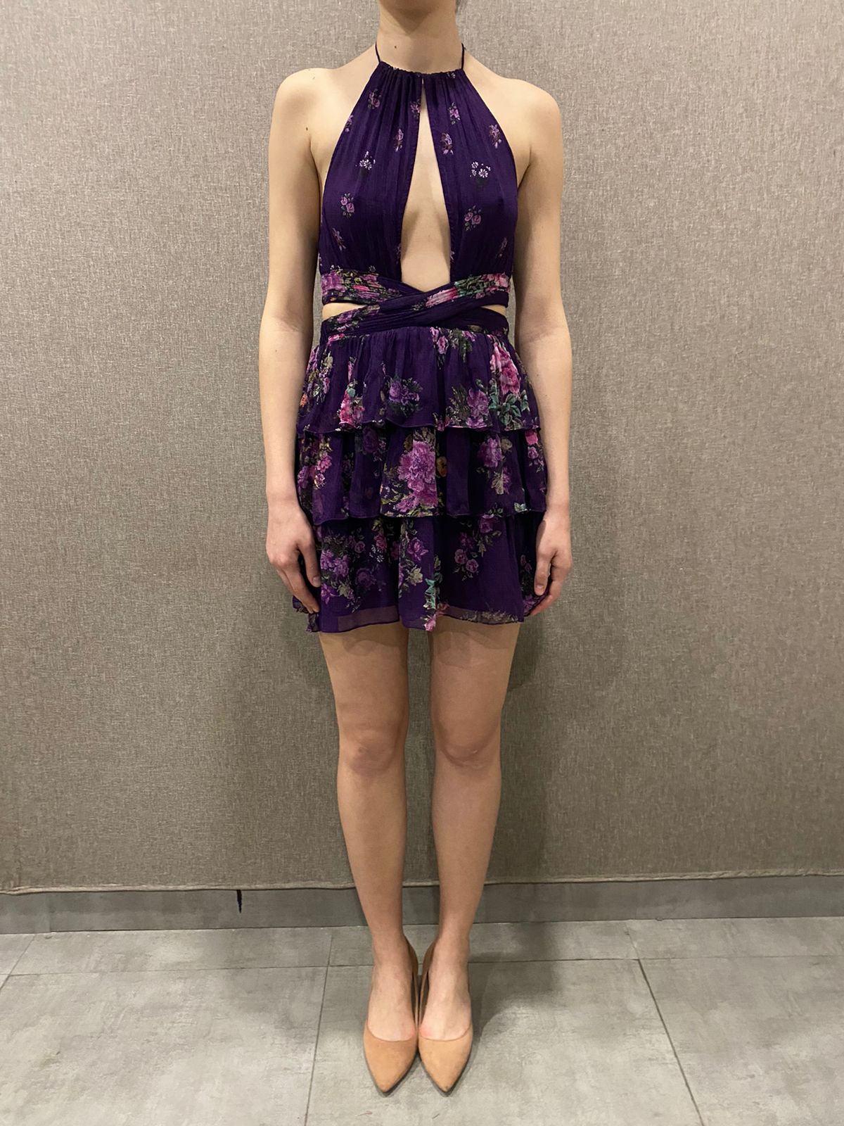 Rococo Sand | Elsa Floral Short Dress | Purple