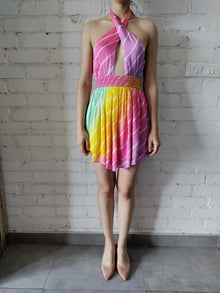 Rococo Sand | Evie Halter-Neck Short Dress | Multicolor