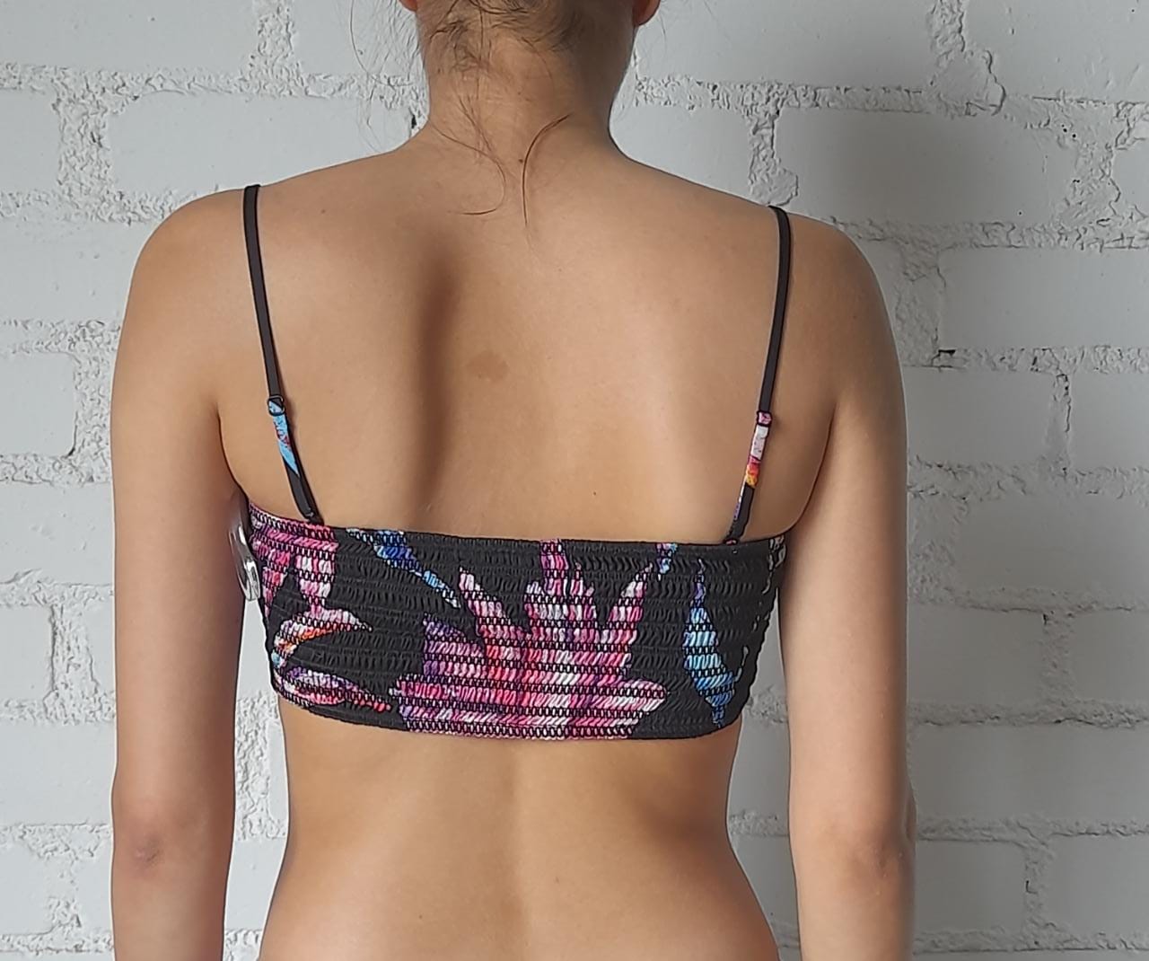 Rococo Sand | Margo Abstract Print Bandeau | Black/Pink/Purple