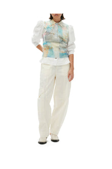White Elasticated Curve Trousers | Egret