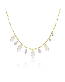 White Opal and Diamond Fringe Necklace | 14kt Yellow Gold
