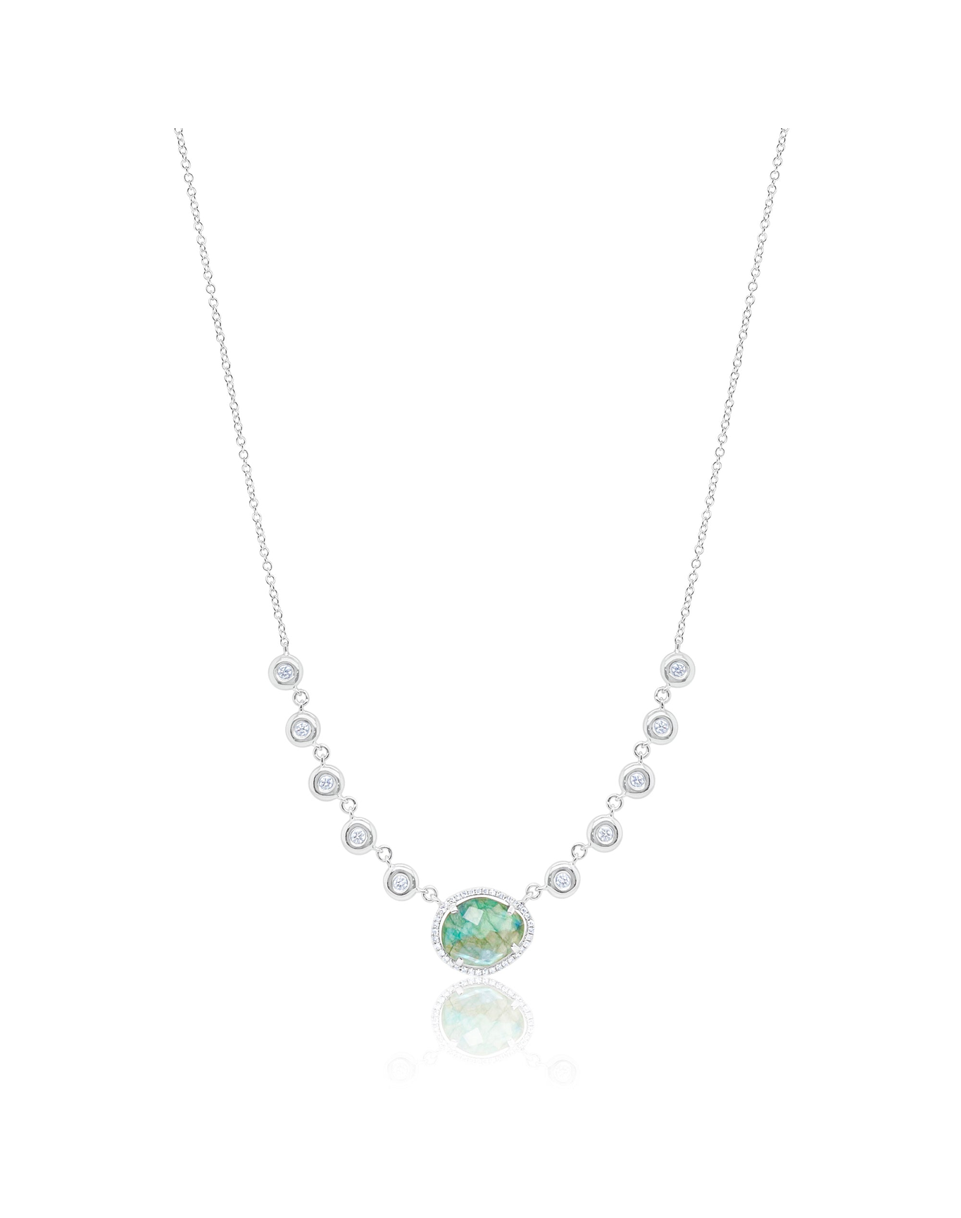 White Topaz and Labradorite Necklace | 14kt Gold