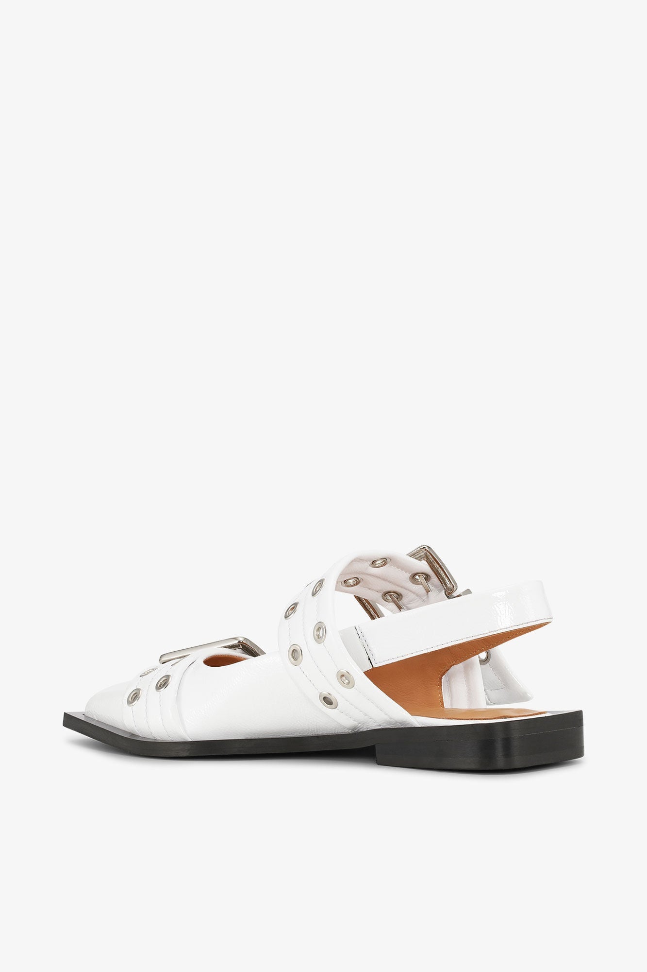 White Wide Welt Buckle Ballerinas | Egret