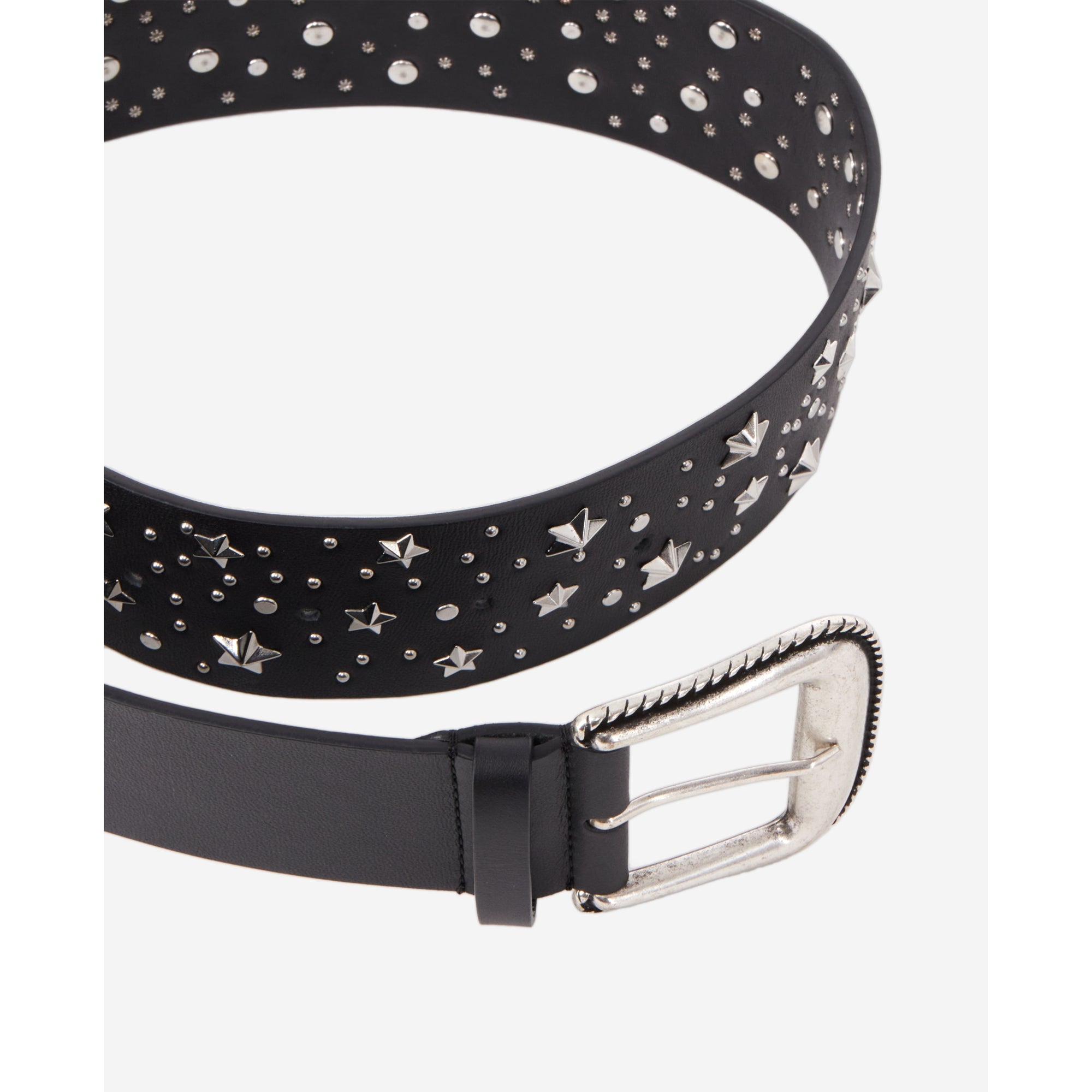 Wide Leather Belt With Stars | Women | Black