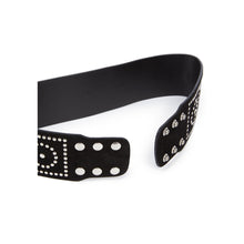 Wide Leather Belt With Studs | Women | Black