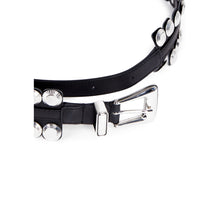 Wide Leather Belt With Studs | Women | Black