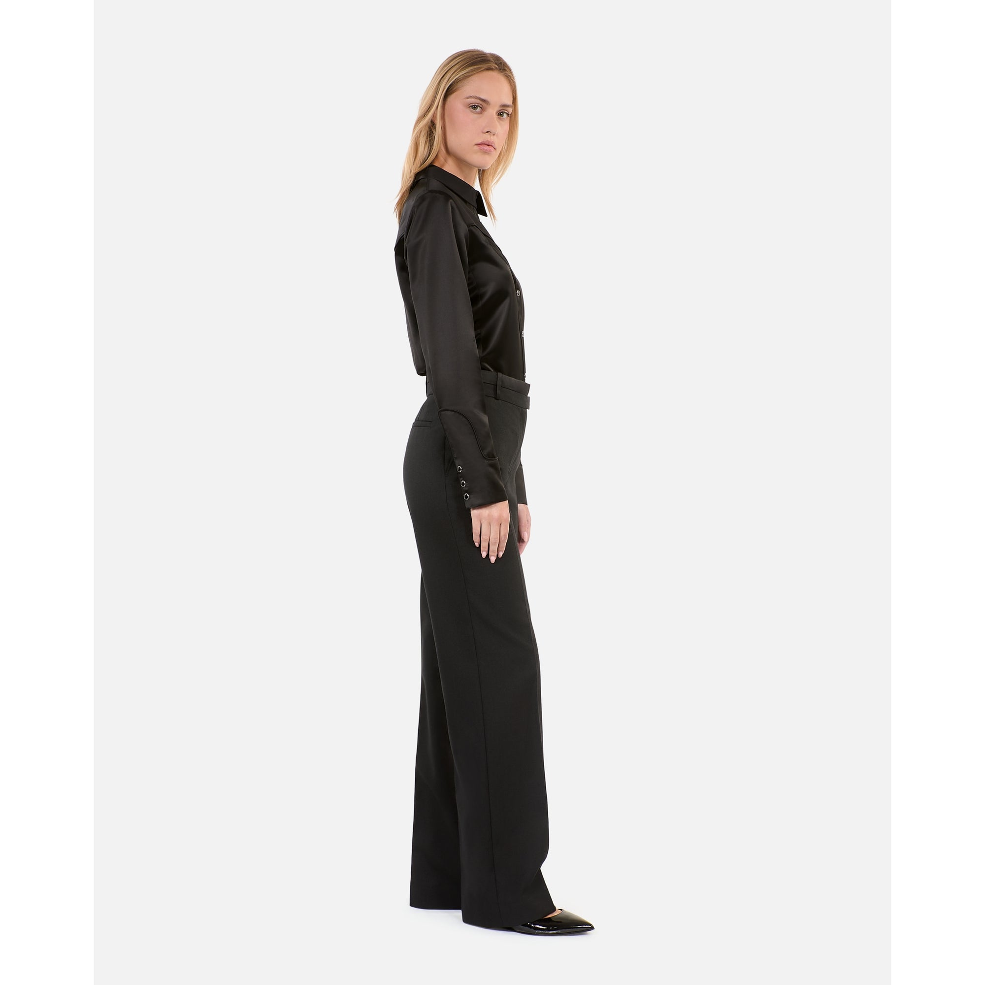 Wide-Leg Suit Trousers | Women | Black