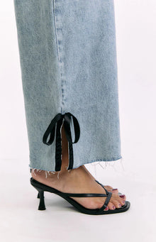 Willabelle Denim Bow Hem Low Rise Jeans | Light Wash
