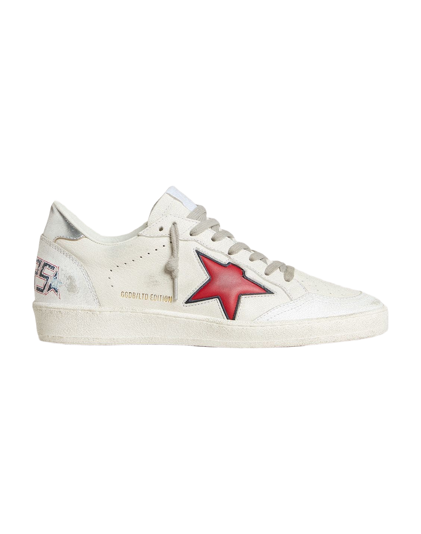 Women | Ball Star Ltd with Red Star & Silver Heel Tab | White x Red x Silver
