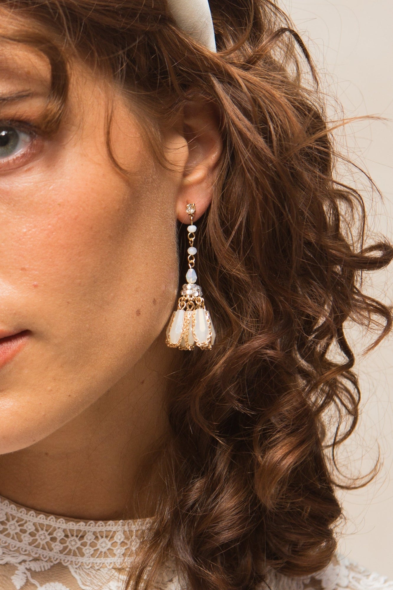 Women | Crystal Tassel Drop Earrings | Gold