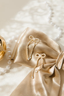 Women | Dainty Pearl Bow Earrings | Gold